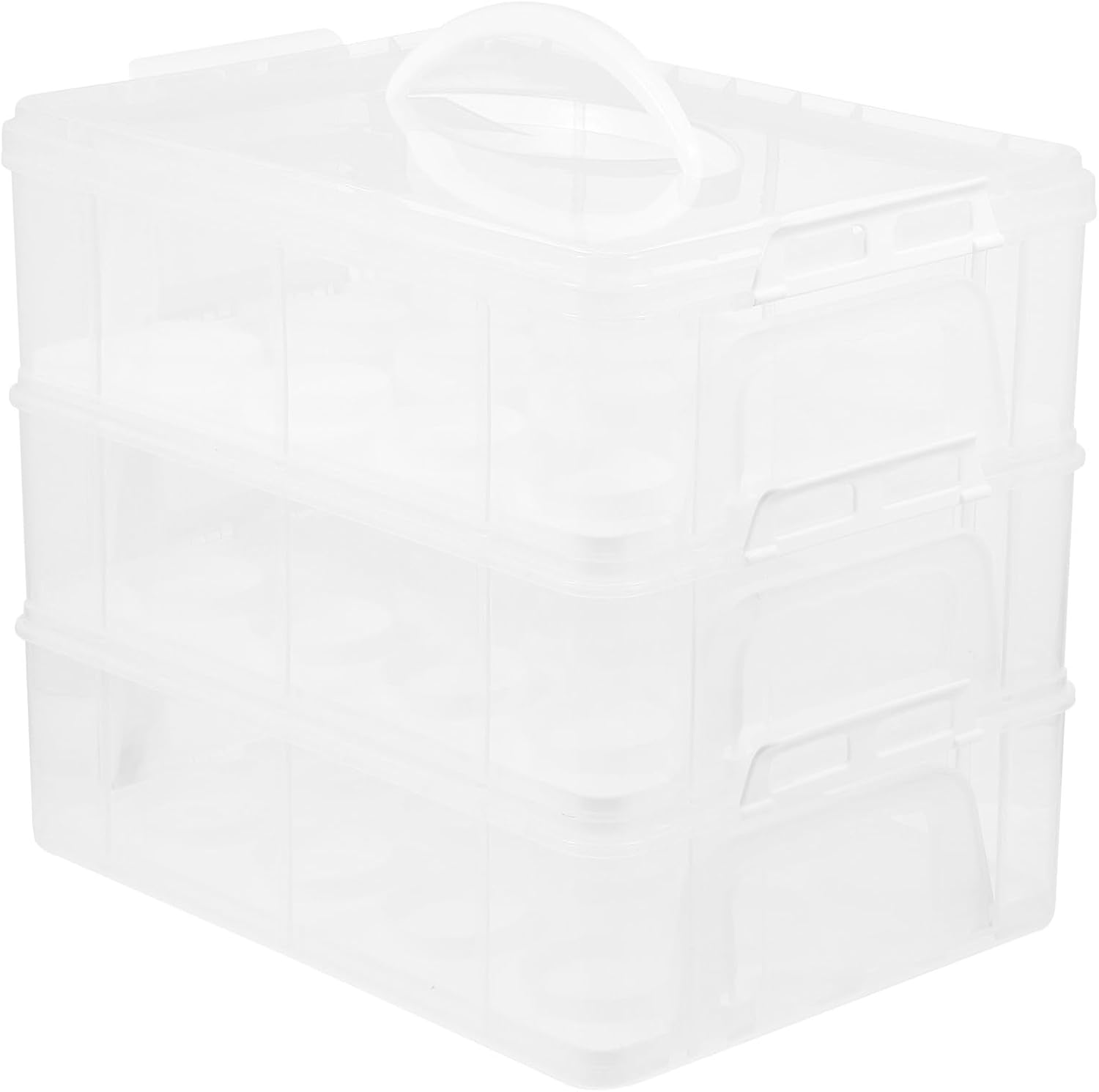 STOBAZA Cupcake Carrier Box Lid 3-Tier Portable Muffin Transporter Food-Grade Plastic Dessert Storage Case for Parties and Events