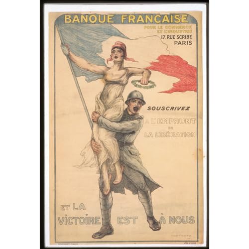 Impression sur toile Victoire pour la France grand format rétro affiche déco murale vintage