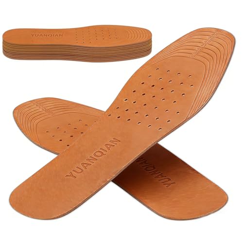 Clarmonde Genuine Leather Shoe Insoles, Absorbent Ultra Thin Pigskin Leather Insoles Break in and Conform to the Shape of Feet (6)
