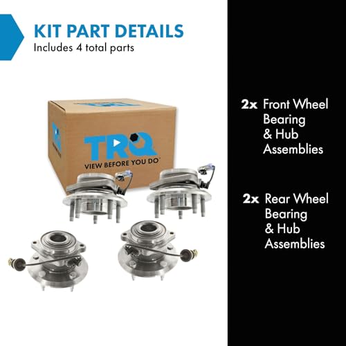Image of TRQ 2 Piece Front Rear Wheel Bearing & Hub Assembly Set Compatible with 2012-2015 Chevrolet Captiva Sport 2007-2009 Equinox Pontiac Torrent 2008-2010 Saturn Vue Suzuki XL-7