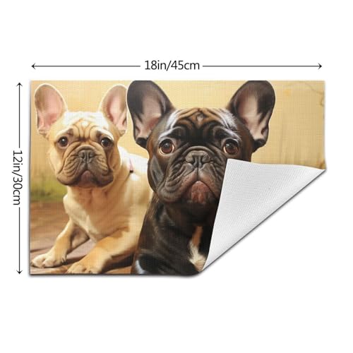 Sets de table bouledogue français antidérapants lavables cuisine extérieur - 4