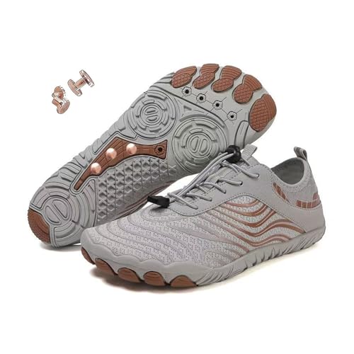 Zapatos de tierra con cobre, zapatos de tierra para mujeres y hombres, zapatos de pie descalzos para caminatas, impermeables al aire libre, no deslizantes, marrón, 45 EU ⭐