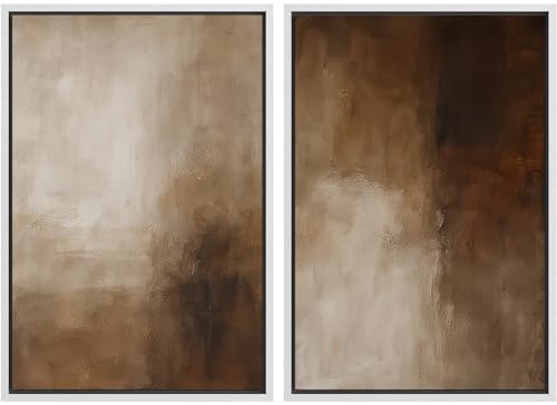 Ashbrook Framed Canvas Print Wall Art Set Warm Brown Abstract
