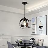 Globo Globo Globo de la Bola araña lámpara de Techo de Metal Moderno Mapa del Mundo araña Negro E27 Ronda Chandelier Bar Café Decoración Lámpara Colgante Lámpara de Techo Techo
