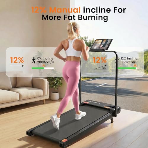 Image of ANCHEER Walking Pad with Incline - Under Desk Treadmill with Handle Bar