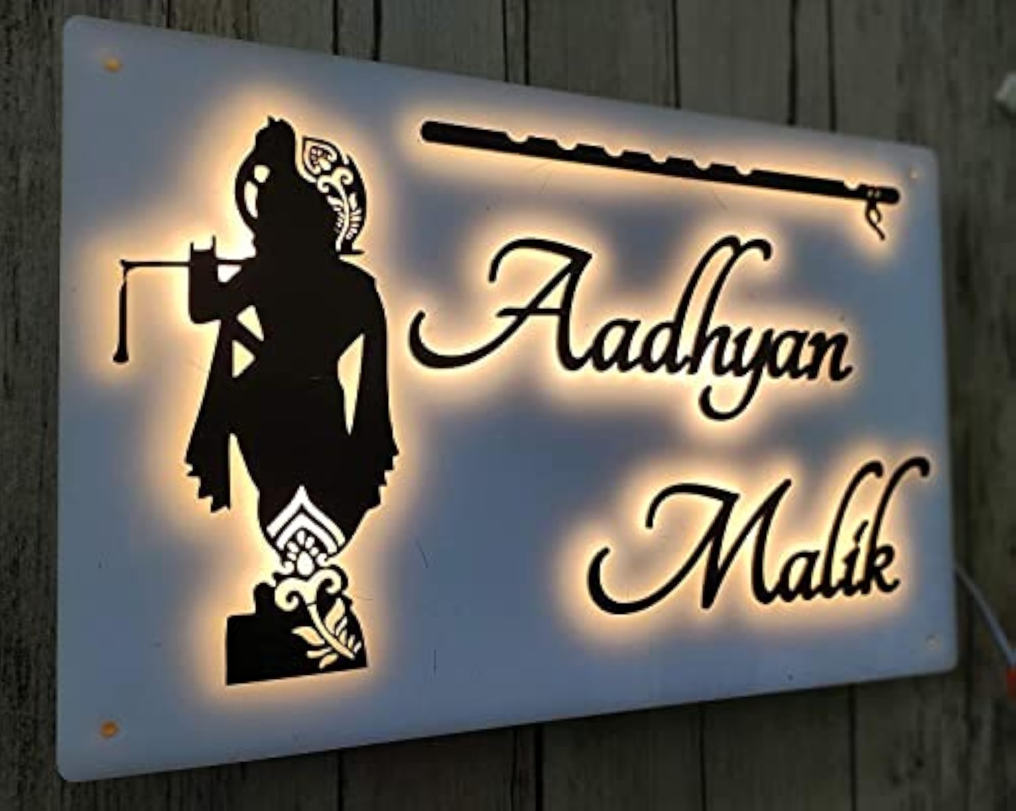 Customized Ganesha Design LED Name Plate for Home Decor