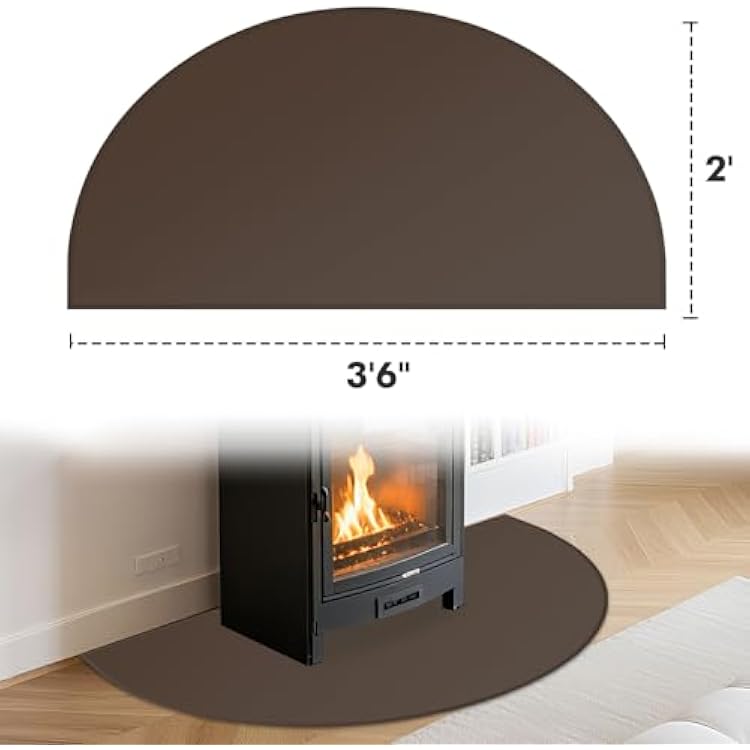Hearth Rugs for Fireplaces Fire Resistant, 42 x 24 inch Fireproof Fireplace Mat Hearth Rug, Hearth Pads for Wood Stove Fireplace Indoor Outdoor, Protect Floors Carpets from Sparks Embers-Brown, 1mm