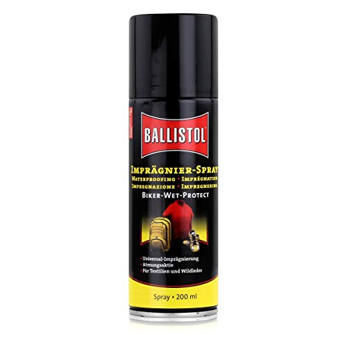BALLISTOL 28100 Imprägnier-Spray Biker-Wet-Protect 200ml Spray – Atmungsaktiv – Universal für Textilien und Wildleder, durchsichtig