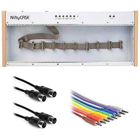 Cre8audio Eurorack Modular Synthesizer Case (NiftyCASE) with 2x Kellopy 6ft MIDI Cable & 8-Set of Unbalanced Patch Cables Bundle Cover