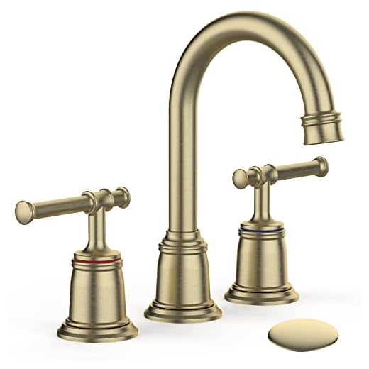 Classical Bathroom faucets for Sink 3 Holes, 8 inch Bathroom Faucet, Widespread Brushed Gold Bathroom Faucet with Pop Up Drain and cUPC Lead-Free Hose (Brushed Gold)
