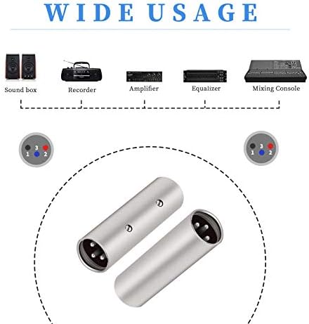 TISINO 3-Pin XLR Male to Male Adapter - 2 Pack