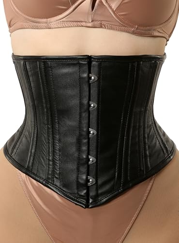 Espartilho de couro feminino sob o busto treinamento de cintura estilo gótico espartilho de couro pr