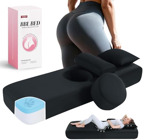 HOMBYS Memory Foam BBL Bed After Surgery for Sleeping with Hole, High-Density Foam Supportive BBL Mattress with Head & Lumbar Pillows, Brazilian Butt Lift Recovery Mattress, 75" Lx25.6“Wx10”H