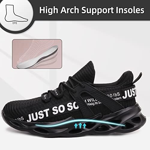 Furuian Steel Toe Shoes for Men Lightweight Women Safety Shoes Comfortable Steel Toe Sneakers, Black Size M13/W14.5 | Image 5