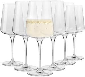 Krosno White and Sparkling Wine Glasses | 6 Pieces Set | Elegant | Crystal Glass | Lead-Free Glass | Perfect for Homes, Restaurants and Receptions | Can be Washed in a Dishwasher | White Wine Cocktail Glasses Set Wedding Gift Lead Free Glass Home Res
