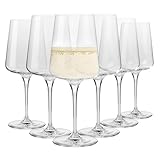 Krosno Bicchieri da vino bianco e frizzante | Set di 6 bicchieri | Eleganti | Crystal Glass | Vetro senza piombo | Ideali per la casa, i ristoranti e le feste | Lavabili in lavastoviglie