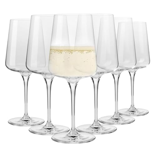 Krosno White and Sparkling Large Wine Glasses Drinking | 6 Pieces Set | 400 ml | Infinity Collection | Elegant | Cocktail Crystal Set Wedding Gift | Lead-Free Glass | Homes, Restaurants & Kitchen