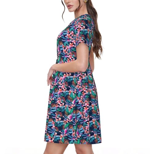 Robe d'été fleurs tropicales légère pour vos vacances et sorties plage - 2