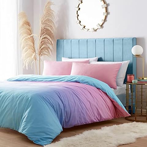 HOMEMAKER BEDDING Duvet Cover Set Pastel Colour Ombre Pink Purple Aqua Blue (Double) Cover