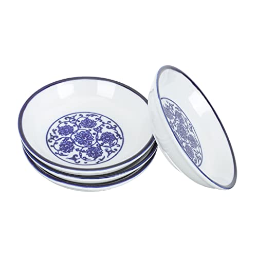 Unomor 4pcs Seasoning Dish Side Dish Bowls Vinegar Dipping Holders Hand Painting Sauce Dish Simple Spice Dish Dipping Bowls Sauce Cups Tableware Flatware Condiment Dish Ceramics re-usable