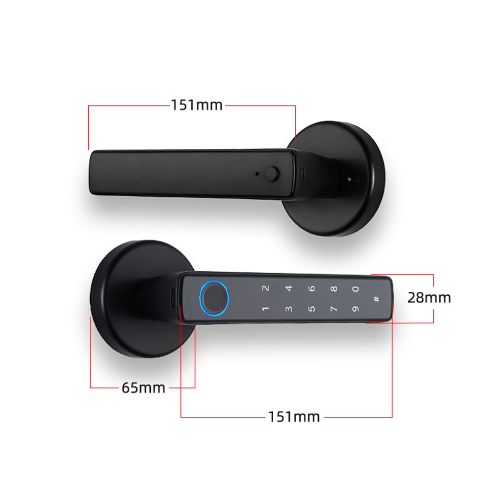 Serratura intelligente con impronte digitali e maniglia, serratura biometrica 4 in 1 con impronte digitali, 4 possibilità di sblocco, per porte di spessore 35-55 mm