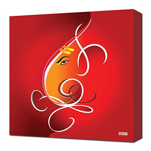 Gitadini Canvas Wall Art - Modern Ganesh Red