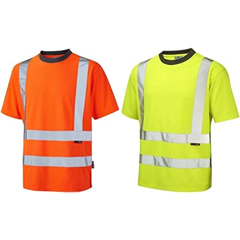 Leo Workwear Braunton High Visibility 100% Coolviz Polyester Split-Hem Design T-Shirt, Large, Hi-Vis Yellow Cover