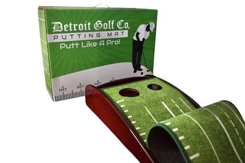 Indoor Putting Green with Auto Ball Return – Golf Practice Training Aid with Crystal Velvet Mat and Solid Wood Base – Perfect for Home, Office, or Workspace – Enhance Your Putting Skills
