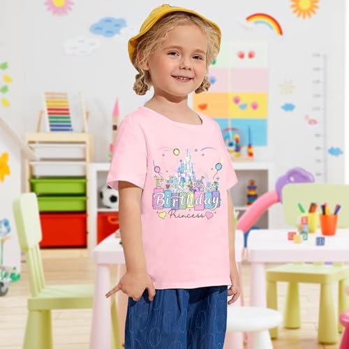 Image of Birthday Girl Shirt Kids Birthday Princess T-Shirt Toddler Girls Birthday Party Tee Cute Birthday Family Tee Tops