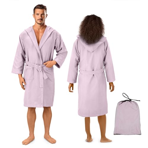 JEMIDI Albornoz Hombre Microfibra   Albornoz Mujer y Hombre Ducha   Albornoz de Microfibra para SPA Sauna Surf Cambiador Playa natación   con Bolsa de Transporte   Talla M