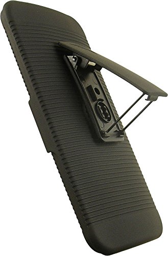 Nakedcelphone Black Ribbed Hard Case Cover + Belt Clip Holster With Stand For Motorola Moto X Pure Edition 2015 And Moto X Style (Xt1570 Xt1572 Xt1575) #TOP7