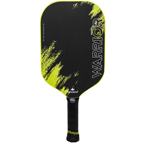 Diadem Warrior V2 Pickleball Paddle Liquid Carbon Fiber Edgeless Design Etched Face for Lasting Spin 19MM Thick 3 Layer Construction (Yellow)