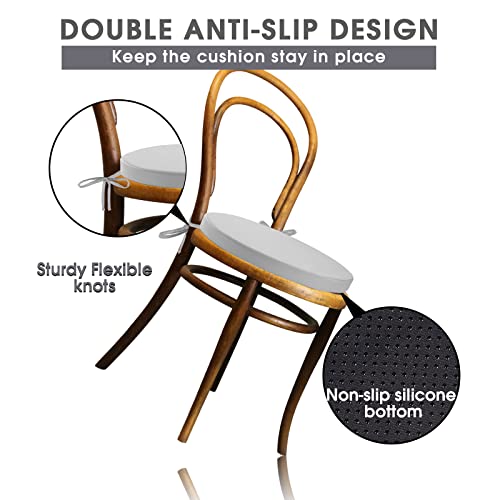 Gueglsa Indoor Outdoor Round Chair Cushions 15 Inch, Waterproof Bistro Seat Cushion With Ties ，Non Slip Circle Stool Chair Pads Set Of 2, Grey #TOP4