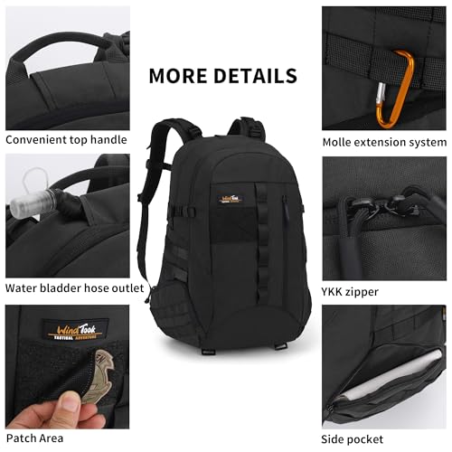 WindTook 40L Military Tactical Backpack for Men and Women,Molle Hiking daypacks Assault Pack 3 Day Bug Out Bag for Camping Travel Army Hunting Gym Rucksack Survival (Black) - Image 3