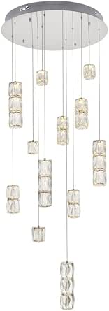 Elegant Lighting Indoor Modern Home Decorative Bright Polaris LED Light Chrome Pendant Clear Crystal