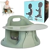Upseat – The Original Ergonomic Baby Floor & Booster Seat with Tray, Developed with Physical Therapists for Upright Posture & Healthy Hip Development, 4–24 Months, Extra-Large Tray (Sage)