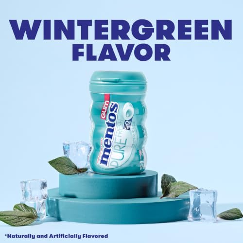 Image of Mentos Sugar Free Gum with Xylitol, Wintergreen, 50 Piece Bottle (6 Pack)