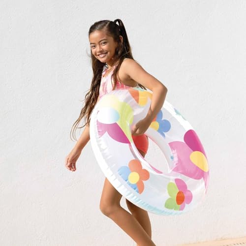 Image of Inflatable Swim Ring for Kids & Teens 8+ Years | Colorful Printed Swimming Tube Float 81 cm | Heavy Duty PVC Pool Float for Beach, Water Park, Summer Vacation, Outdoor Water Fun- Pack 1