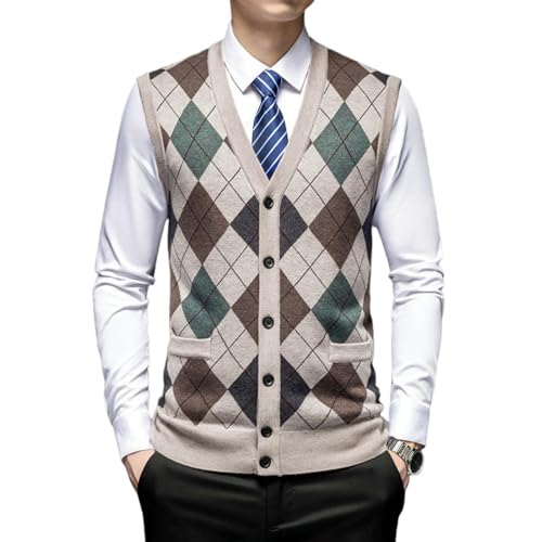 Cardigan kaki pour homme en tricot épais à boutons taille XS veste automne hiver