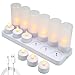 Produktbild EXTSUD 12er LED Flammenlose Kerzen,Wiederaufladbare Kerzen, Batteriebetriebene Kerzen Kabellose Teelichter LED-Weihnachtskerzen Kerzenlichter Led Wachskerzen Mit Ladestation(Ohne Netzteil)