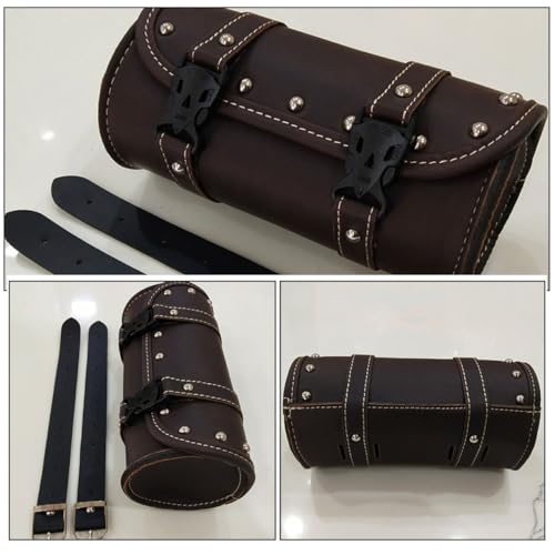 2 piezas Bolsa de Herramientas Lateral para Motocicleta, Bolsa Sillín de Almacenamiento, Marrón Profundo, Accesorios para Motocicleta, Organizador para Viajes y Paseos al Aire Libre miniatura 3