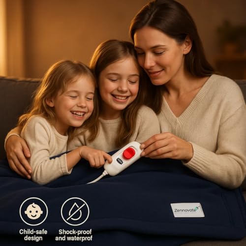 Image of Superior ISO Certified & ZED Certified Electric Under Blanket |Bed Warmer with Multiple Heat Controls (Body, Foot, High, Low)| Shock Proof | Single Bed Size (150cmx80cm) |10 Year Warranty
