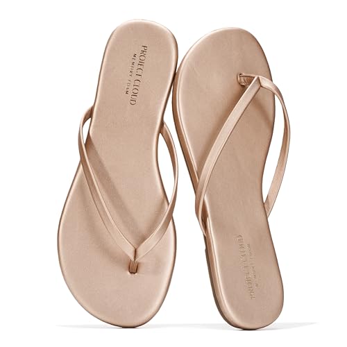 Project Cloud Flip Flops for Women Footwear- Lightweight and Memory Foam Insole Sandals for Women 2026 - Durable Non-Slip Beach Essentials Flats for Women Sandals (Foundations,RSGD,10M)