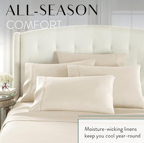 Danjor Linens Cream California King Size Bed Sheets Set - 6 Pc Soft Bedding & Pillowcases Set W/Deep Pockets & 2 Extra Pillowcases- Breathable, Wrinkle Free #TOP5
