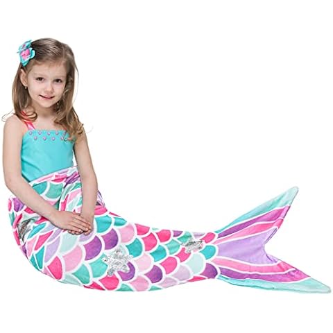 WERNNSAI Mermaid Tail Plush Blanket for All Seasons Cover