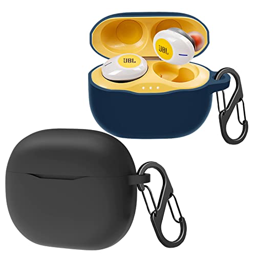 custodia compatibile con JBL Tune 125 Tune 120 TWS con 2 moschettone liquido ultra sottile antiurto per cuffie colore: e bluetooth silicone blu nero