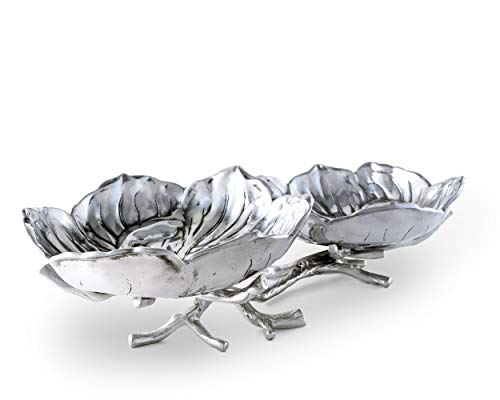 Arthur Court Designs Aluminum Magnolia 2-Bowl Fruit Serving Bowl 20 Inch Across 11 Inch Tall #TOP3