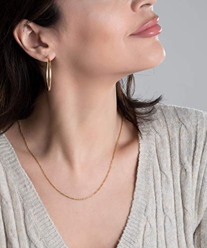 Barzel 18K Gold Plated Figaro Chain Necklace 2MM, 2.5MM, 3MM, 4MM, 4.5MM & 5MM for Women & Men3