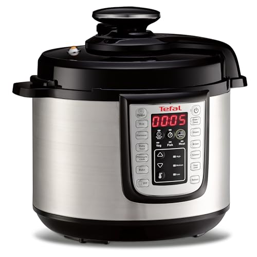 Tefal Fast and Delicious Multicuiseur, Cuisson sous pression, Rapide, Multifonction, 25 Programmes, 6L, 6 Personnes, Noir Inox, CY505EF0