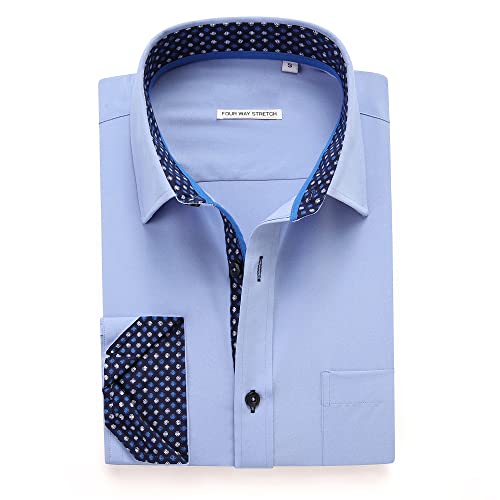 Warhorsee Mens Dress Shirts Long Sleeve, Regular Fit Wrinkle Free Stretch Casual Button Down Shirt Men,Blue,Xl #TOP2